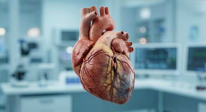 Heart Attack with Coronary Artery Blockage and Reduced Blood Flow Medical 3D Visualization