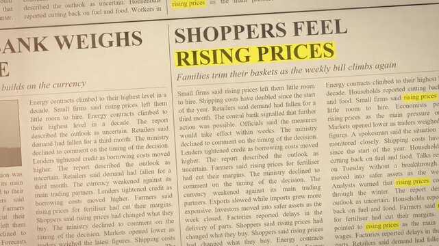 Seamless loop vintage newspaper article rising prices