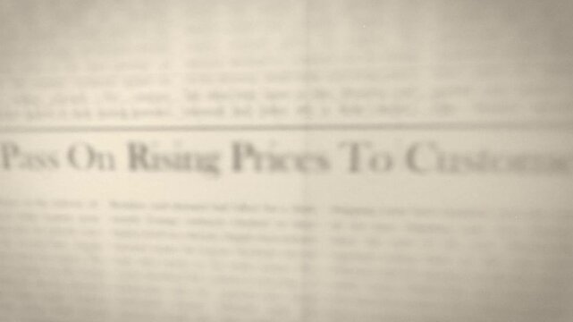 Seamless loop rising prices word in newspaper headlines montage