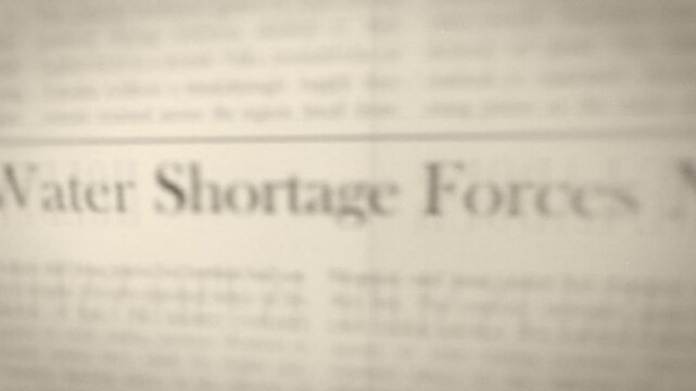 Seamless loop shortage word in newspaper headlines montage