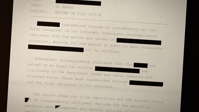 Seamless loop classified document redacted and stamped