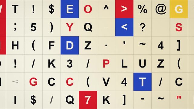 Seamless loop letters and numbers type grid flipping