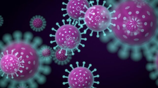 Seamless loop virus particles floating microscopic
