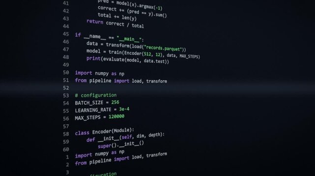 Seamless loop programming source code scrolling on screen