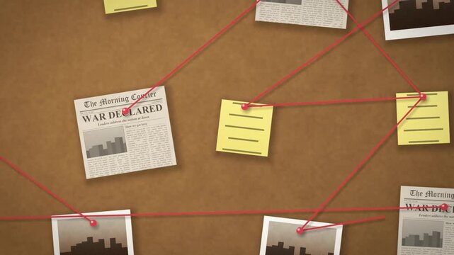 Seamless loop detective evidence board with red string