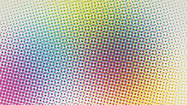 Seamless loop cmyk halftone print dots overlapping