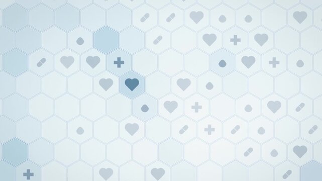 Seamless loop medical hexagon icons white background
