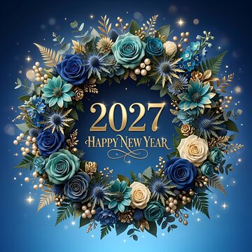 Greeting card presenting Happy New Year 2027