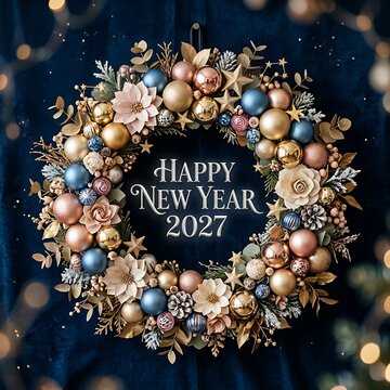 Greeting card presenting Happy New Year 2027