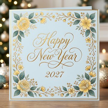 Greeting card presenting Happy New Year 2027