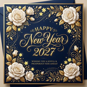 Greeting card presenting Happy New Year 2027
