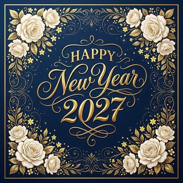 Greeting card presenting Happy New Year 2027