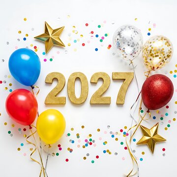 Greeting card presenting Happy New Year 2027