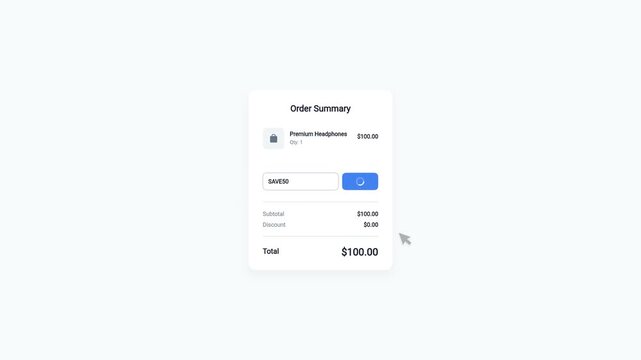 E Commerce Checkout Order Summary Interface with Coupon Code Application