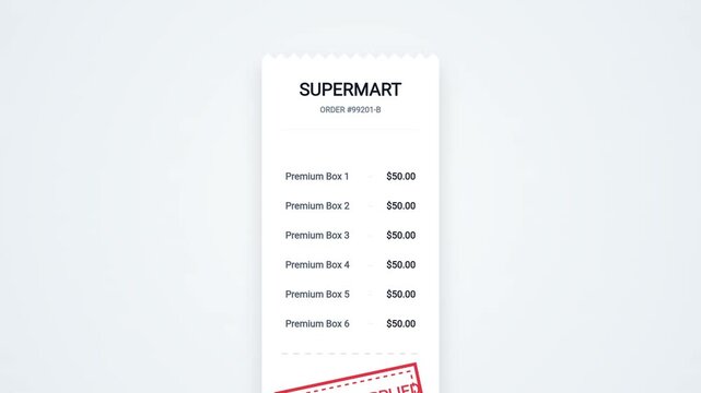 Digital Supermarket Receipt with Discount Applied Animation