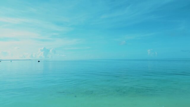 Minimalist Blue Horizon and Shimmering Turquoise Ocean Abstract Wellness Background