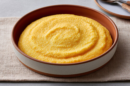 Polenta in dish on the table