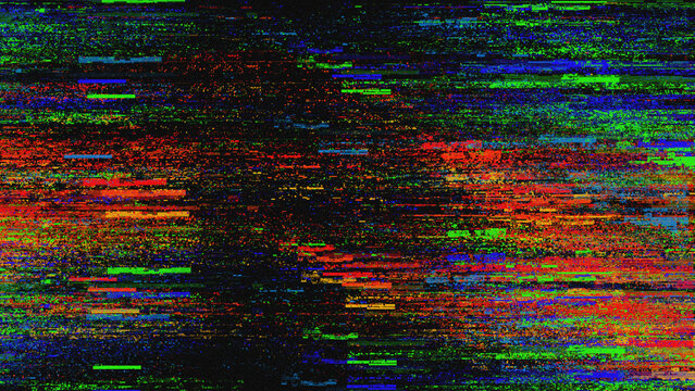 Cyberpunk digital glitch background with vibrant RGB pixel distortion and retro synthwave noise texture.