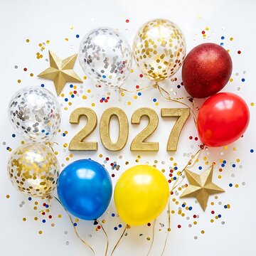 Greeting card presenting Happy New Year 2027
