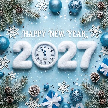Greeting card presenting Happy New Year 2027