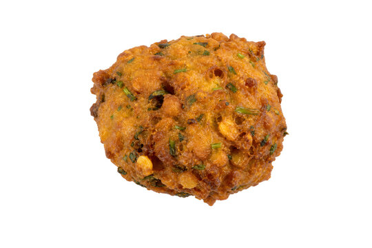 Mauritian gateau piment, small rough split-pea chili cake with crisp Isolated on White Background