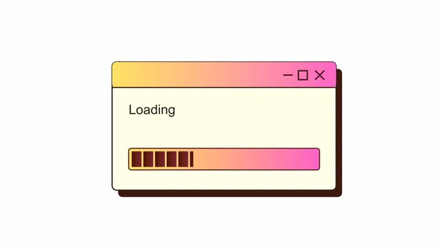Animated loading bar progress window graphic