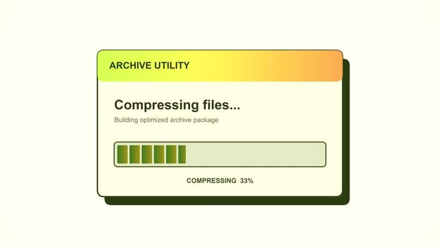 File compression progress bar animation stock footage