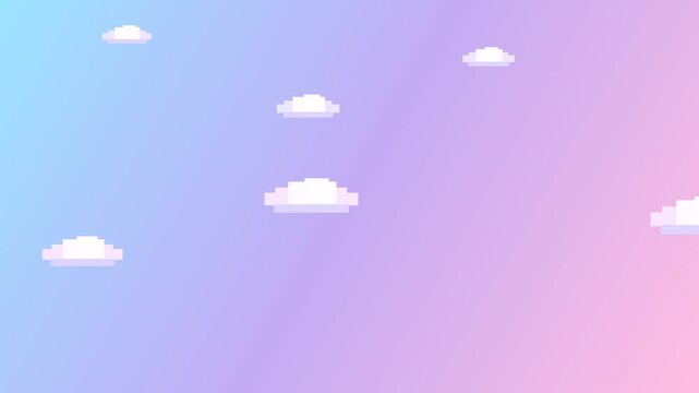 Pixel art sky animation with floating clouds loop