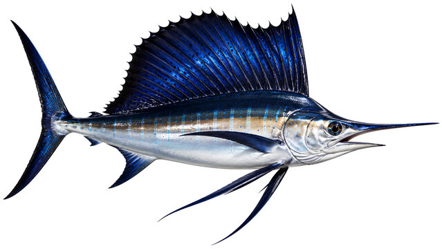 Realistic Blue Sailfish Isolated on Transparent Background