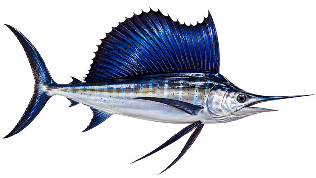 Realistic Blue Sailfish Isolated on Transparent Background
