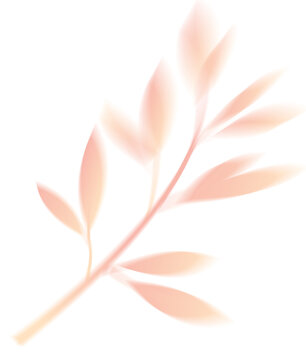 Soft Peach Pink Botanical Leaf Branch Illustration with Elegant Pastel Gradient