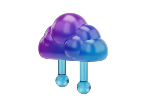 Colorful cloud storage icon with stylized legs and feet isolated on transparent background