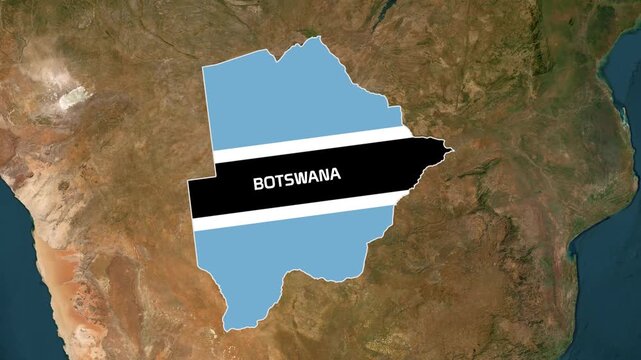 Botswana map overlay animation featuring spinning national flag motion clip