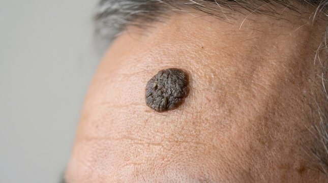 額にできた大きな脂漏性角化症（イボ・年寄りイボ）