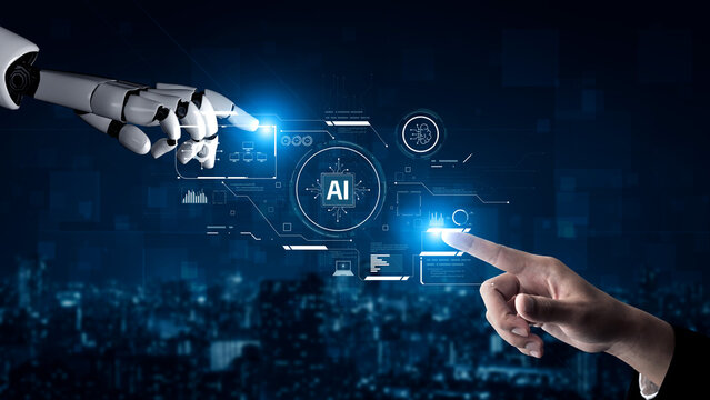 AI system interacting with artificial intelligence interface, processing data, executing algorithms, and enhancing automation with advanced artificial intelligence functions. Vouch