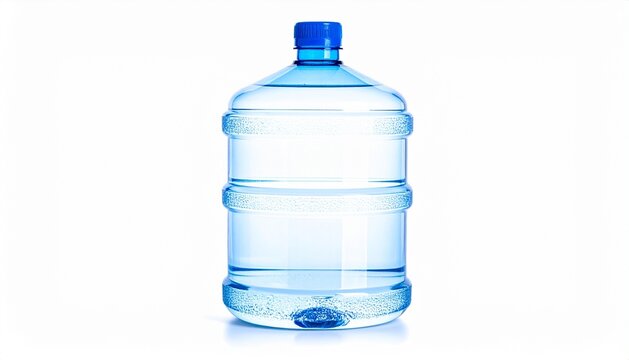 Large plastic water gallon bottle isolated on white background