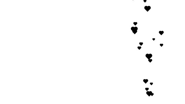 Black heart icons floating on a black background, featuring multiple glowing-style heart shapes in different sizes with a clean minimalist design. Suitable for love, romance,
