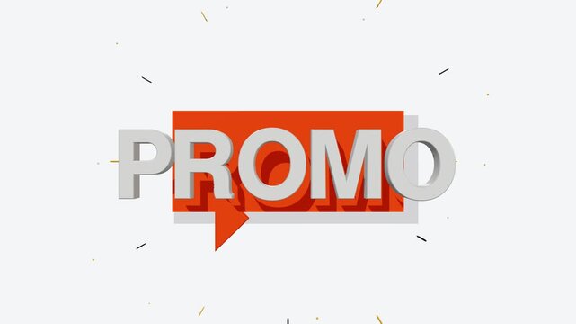 Premium 3D PROMO typography animation with an explosive speech bubble effect, designed for ecommerce advertising, retail promotion, digital marketing, sale campaigns, and commercial backgrounds.
