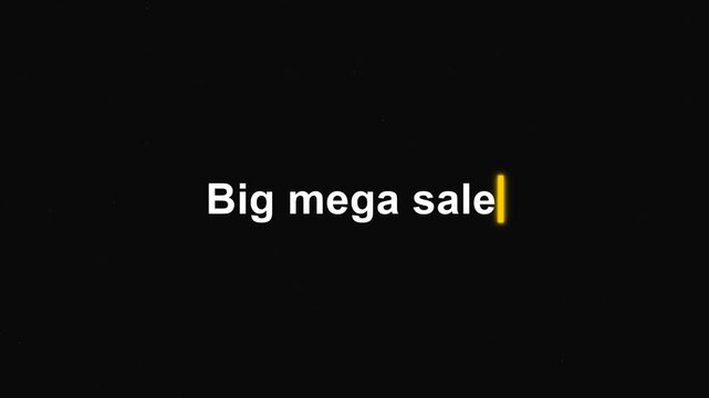 Animated Typewriter Effect Big Mega Sale and 80 Percent Discount Typography
