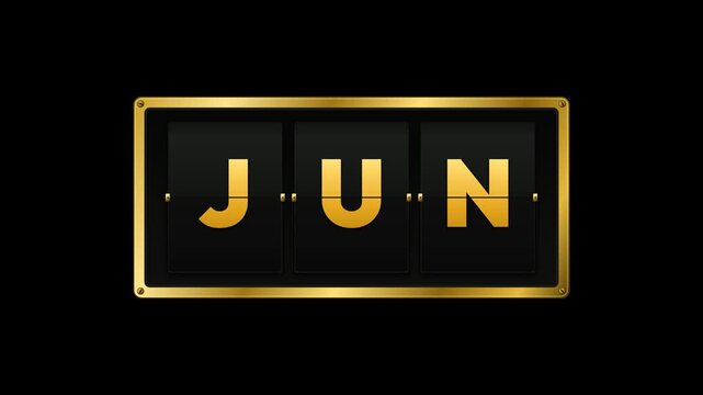 Vintage Golden Mechanical Split Flap Calendar Board Displaying Months with Seamless Loop, Luxury Event Scheduling
