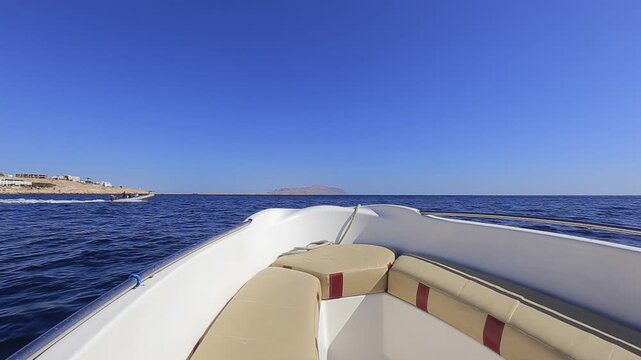 Motorboat riding forward in Egypt