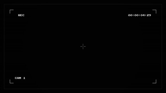 Camera recording screen overlay with black background. Surveillance Security Camera Digital Recording Screen Viewfinder Overlay 4k video