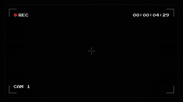  Video camera recorder screen overlay animation&nbsp;. Surveillance Monitor Camcorder Viewfinder Interface with Running Timecode 4k video