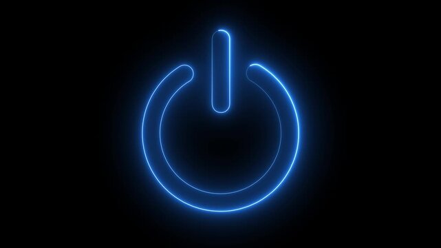 Power batton icon animation on black background. Animated of power baton on off concept 4k motion video animation.