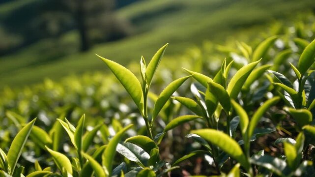 Tea leaves trembling on a kenyan slope
