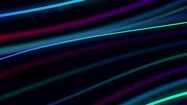 Abstract Neon Light Lines Motion Background with Cyan Blue and Magenta Colors, Colorful Glowing Waves, Futuristic Energy Flow, Dynamic Light Trails, Digital Technology and Motion Graphics