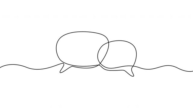 Animated speech bubble continuous line. Minimal communication and conversation concept 4K video