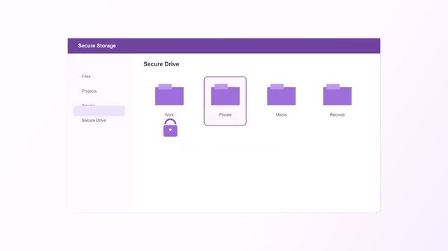 Clean animation of secure file transfer in cloud storage