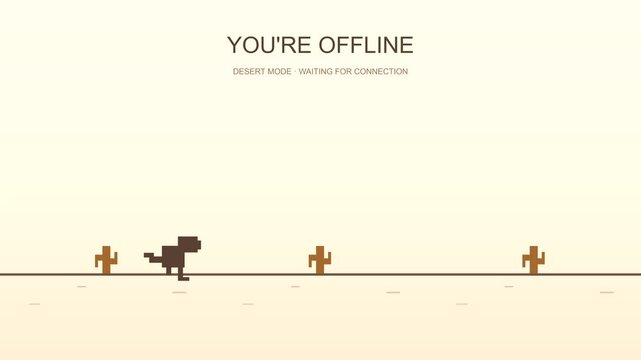 Pixel dinosaur running offline game animation
