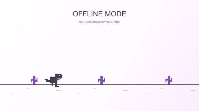 Pixel dinosaur running game animation with obstacles